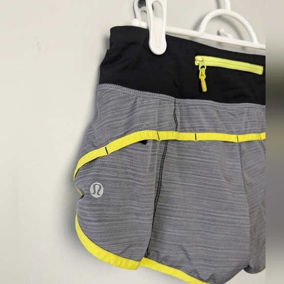 Lululemon Run: Speed Short Size 2 Gray Black And Yellow Color W7278S - Picture 9 of 13